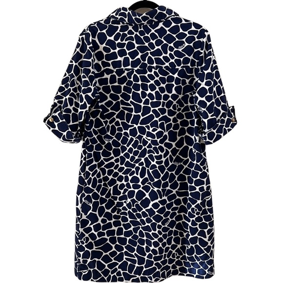 Lilly Pulitzer Dade Shirt Dress Women Sz 10 Navy Hyde Giraffe Animal Print Shift - Picture 3 of 13